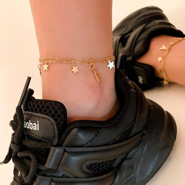 anklets ingemark punk dainty star letter pendant tobillera gothic link chain foot bracelet for women summer sandals jewelry 2021, Red;blue
anklets ingemark punk dainty star letter pendant tobillera gothic link chain foot bracelet for women summer sandals jewelry 2021, Red;blue