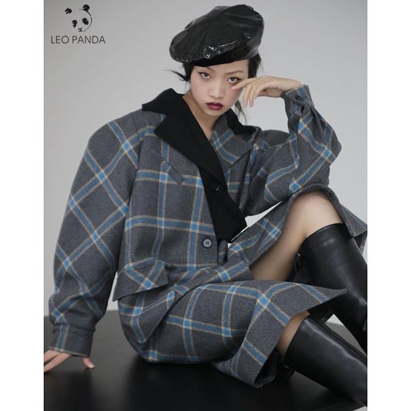 women's wool & blends 2021 women woolen coat lady fashion grey grid personality neckline quality fabric vintage luxurious, Black
women's wool & blends 2021 women woolen coat lady fashion grey grid personality neckline quality fabric vintage luxurious, Black