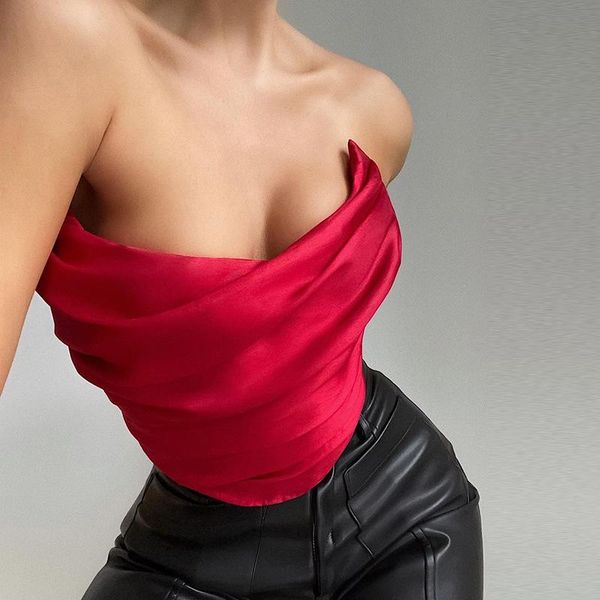women's t-shirt european and american fashion satin strapless short tube vest, women, White
women's t-shirt european and american fashion satin strapless short tube vest, women, White