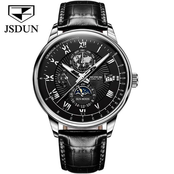 wristwatches jsdun 2021 brand men's watch luxury mechanical automatic calendar leather classic clock relogio masculino, Slivery;brown
wristwatches jsdun 2021 brand men's watch luxury mechanical automatic calendar leather classic clock relogio masculino, Slivery;brown