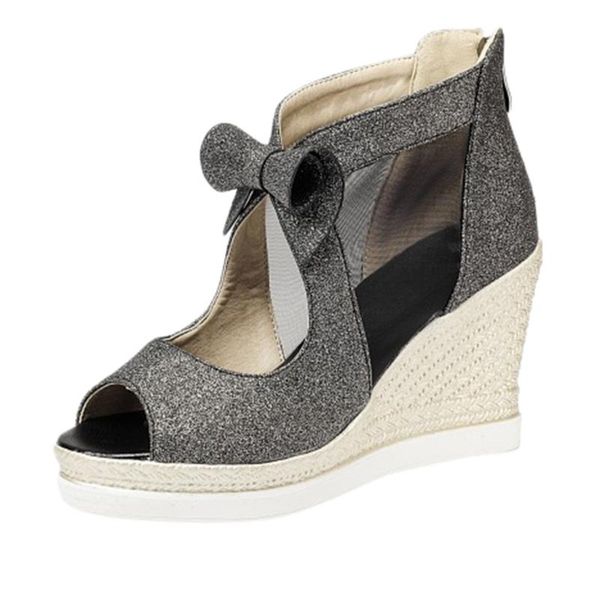 women luxury shiny bow wedges sandals zipper shoes female soft bottom comfortable high heel summer footwear, Black
women luxury shiny bow wedges sandals zipper shoes female soft bottom comfortable high heel summer footwear, Black