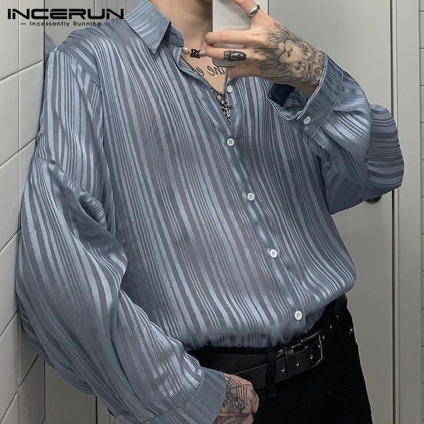 fashion men striped shirt transparent long sleeve lapel chic nightclub party shirts streetwear camisas hombre incerun men's casual, White;black
fashion men striped shirt transparent long sleeve lapel chic nightclub party shirts streetwear camisas hombre incerun men's casual, White;black