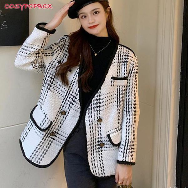 women's jackets autumn winter women fashion jacket loose v-neck double-breasted plaid full sleeve outfit black white, Black;brown
women's jackets autumn winter women fashion jacket loose v-neck double-breasted plaid full sleeve outfit black white, Black;brown