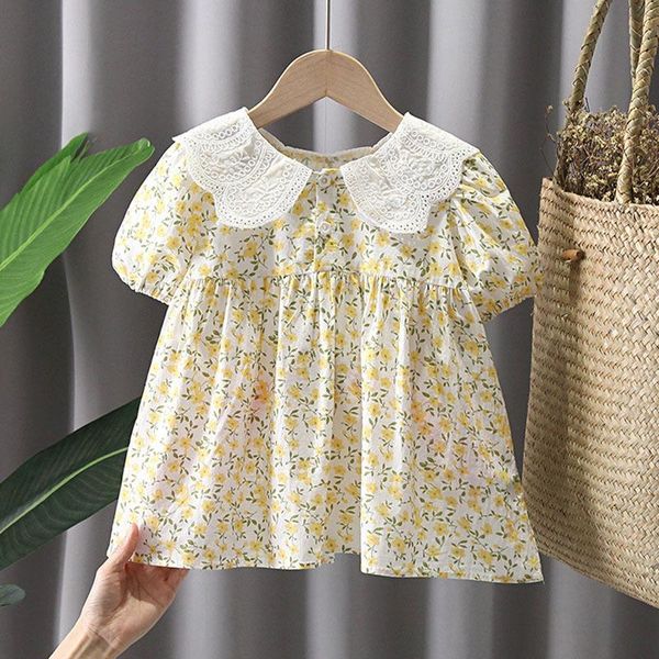 girl's dresses spring summer baby girl fashion cute floral print fresh style short sleeve collar princess dress 2021 80-110 size, Red;yellow
girl's dresses spring summer baby girl fashion cute floral print fresh style short sleeve collar princess dress 2021 80-110 size, Red;yellow