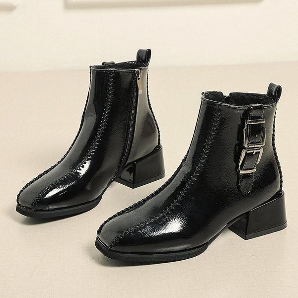 boots winter 2021 women shoes woman ankle square toe ladies fashion zipper leather, Black
boots winter 2021 women shoes woman ankle square toe ladies fashion zipper leather, Black