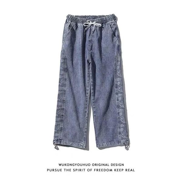 men's jeans men vintage printd straight denim pants streetwear autumn korean loose drawstring patchwork casual trousers male clothing, Blue
men's jeans men vintage printd straight denim pants streetwear autumn korean loose drawstring patchwork casual trousers male clothing, Blue