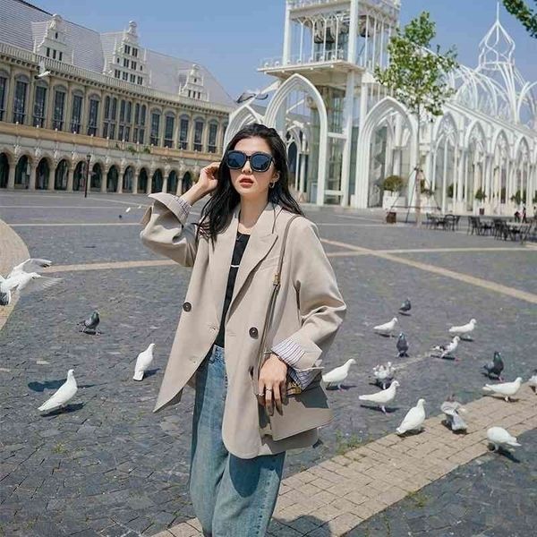 net red small korean version loose british style leisure fried street women's coat spring and autumn 2021 suit, Black
net red small korean version loose british style leisure fried street women's coat spring and autumn 2021 suit, Black