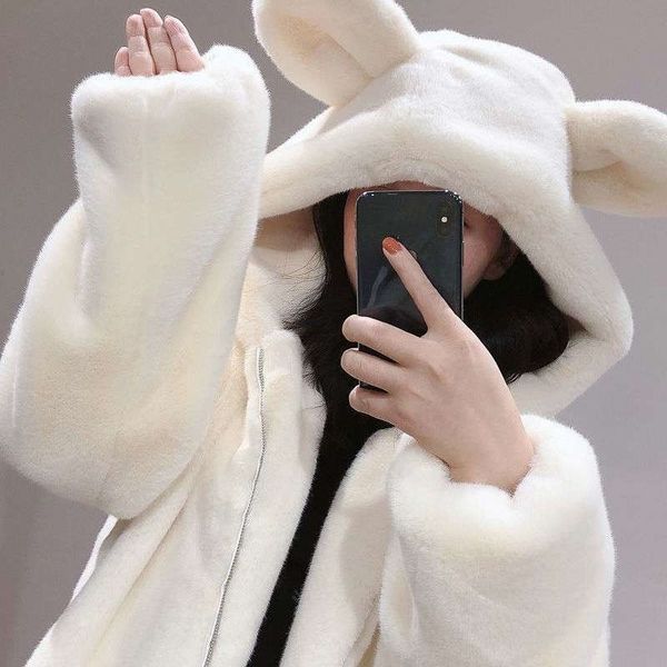 wool tweed coat 2021 autumn winter imitation mink cute bear ears plush thickened loose medium length, Black
wool tweed coat 2021 autumn winter imitation mink cute bear ears plush thickened loose medium length, Black