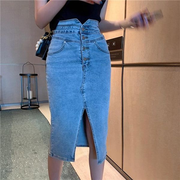 skirts 2021 korean style elastic hip bag denim slim split high waist fashion button pencil long jeans kirts streetwear, Black
skirts 2021 korean style elastic hip bag denim slim split high waist fashion button pencil long jeans kirts streetwear, Black
