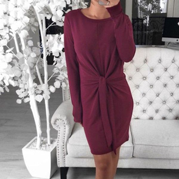 women elegant bandage pencil dress tunic wrap hip autumn clothes o neck long sleeves vestidos solid irregular mini party dresses casual, Black;gray
women elegant bandage pencil dress tunic wrap hip autumn clothes o neck long sleeves vestidos solid irregular mini party dresses casual, Black;gray