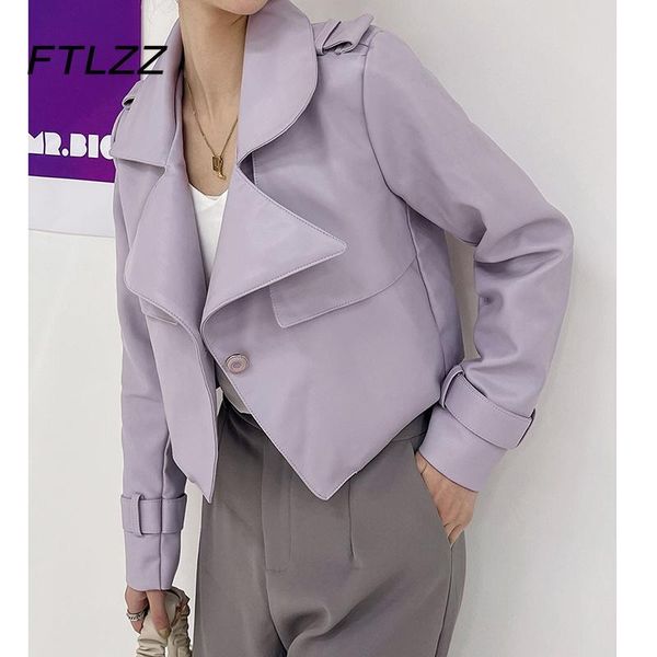 women's leather & faux fall jacket women fashion turn down collar single button purple coat ladies spring streetwear pu outwear, Black
women's leather & faux fall jacket women fashion turn down collar single button purple coat ladies spring streetwear pu outwear, Black