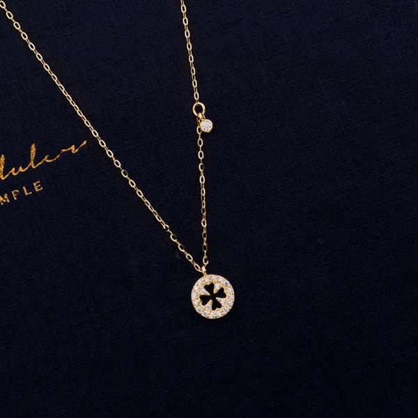 14k gold necklace women's clover neck simple fashion small flower clavicle chain 11067, Black
14k gold necklace women's clover neck simple fashion small flower clavicle chain 11067, Black
