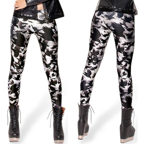 women's leggings 3d digital print crows women elastic pants trousers ropa mujer, Black
women's leggings 3d digital print crows women elastic pants trousers ropa mujer, Black