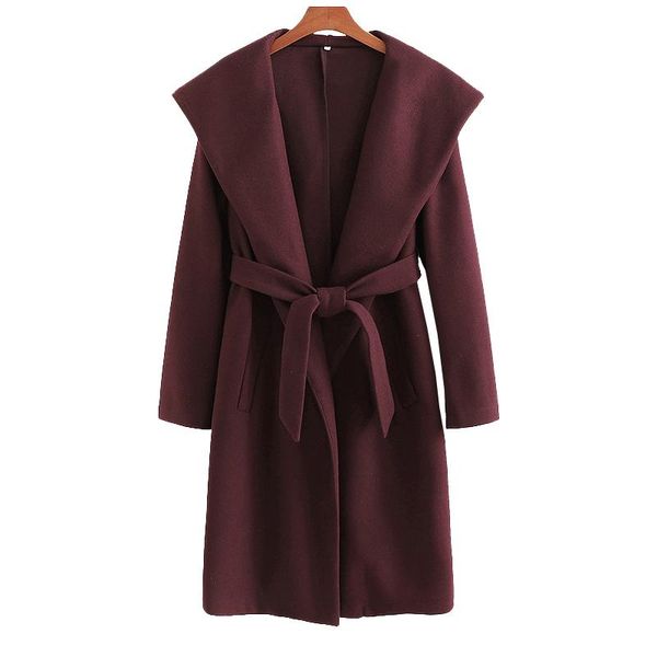 women's wool & blends malina solid tie belt waist coats women fashion casual hooded jackets elegant pockets long female ladies, Black
women's wool & blends malina solid tie belt waist coats women fashion casual hooded jackets elegant pockets long female ladies, Black