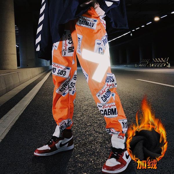 men's pants reflective cargo mens plus velvet tactical pocket trouser ribbon hip hop casual streetwear loose running patchwork, Black
men's pants reflective cargo mens plus velvet tactical pocket trouser ribbon hip hop casual streetwear loose running patchwork, Black