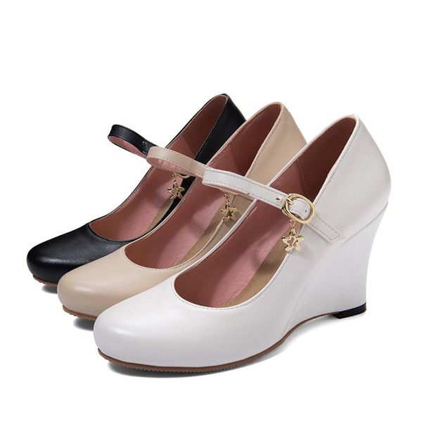 dress shoes rimocy genuine leather wedge pumps for women high heels plus size 34-45 office ladies working woman ankle strap nude, Black
dress shoes rimocy genuine leather wedge pumps for women high heels plus size 34-45 office ladies working woman ankle strap nude, Black