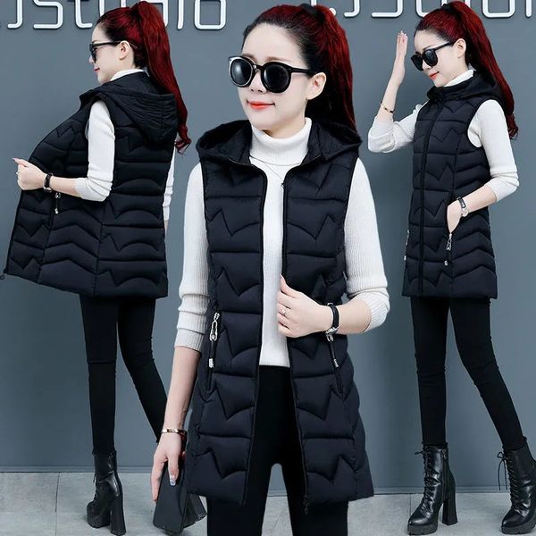 women's vests winter jacket warm vest women thicken with hood long casual quilted cotton parkas women's waistcoat tllw, Black;white
women's vests winter jacket warm vest women thicken with hood long casual quilted cotton parkas women's waistcoat tllw, Black;white