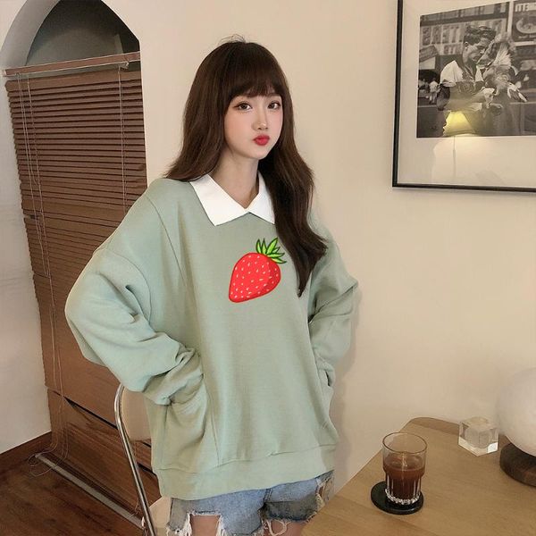 women's hoodies & sweatshirts cute strawberry thin long sleeve shirt with hoodie for woman vintage collar oversized cotton autumn, Black
women's hoodies & sweatshirts cute strawberry thin long sleeve shirt with hoodie for woman vintage collar oversized cotton autumn, Black
