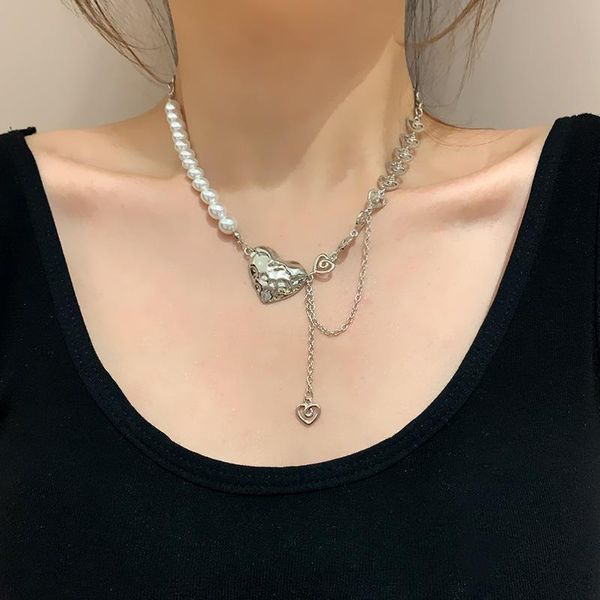 pendant necklaces find me hip hop imitation pearl beaded chain splicing heart necklace for women jewelry accessories, Silver
pendant necklaces find me hip hop imitation pearl beaded chain splicing heart necklace for women jewelry accessories, Silver