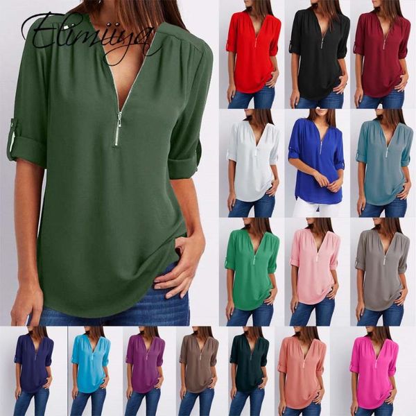 women's blouses & shirts elimiiy chiffon blouse women loose long sleeve v-neck zipper lady casual blusas plus size s-5xl, White
women's blouses & shirts elimiiy chiffon blouse women loose long sleeve v-neck zipper lady casual blusas plus size s-5xl, White