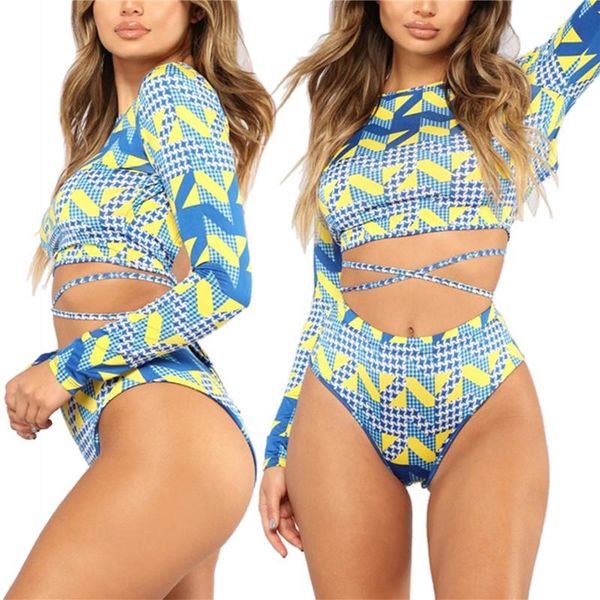 women's swimwear 2021 bikinis women 2-piece swimming suit long sleeve lace-up backless +bottoms set stylish bathing fashion, White;black
women's swimwear 2021 bikinis women 2-piece swimming suit long sleeve lace-up backless +bottoms set stylish bathing fashion, White;black