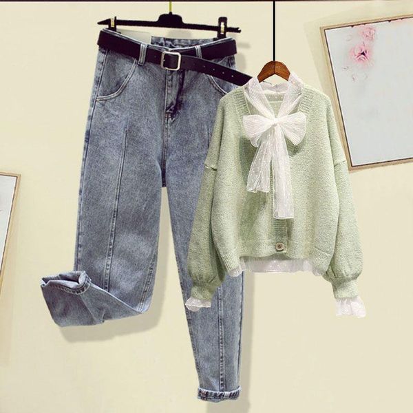 Women's Two Piece Pants Women 2021 Autumn Fashion Sets Female V-neck Knitted Cardigan Coats Ladies High Waist Harem Jeans Suits P190, White
Women's Two Piece Pants Women 2021 Autumn Fashion Sets Female V-neck Knitted Cardigan Coats Ladies High Waist Harem Jeans Suits P190, White