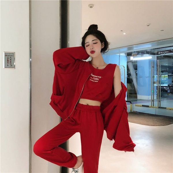 jackets+long pants+letter tank 3 pieces sport wear ladies suits casual street female loose tracksuit sets 210510, White
jackets+long pants+letter tank 3 pieces sport wear ladies suits casual street female loose tracksuit sets 210510, White