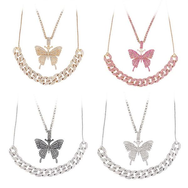 pendant necklaces fashion luxury butterfly necklace double crystal thick chain charm for woman jewelry accessories gift, Silver
pendant necklaces fashion luxury butterfly necklace double crystal thick chain charm for woman jewelry accessories gift, Silver
