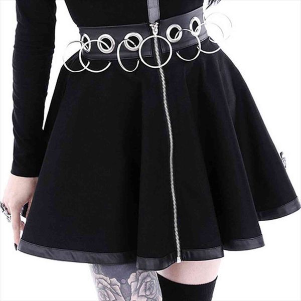 autumn winter gothic punk style women skirts metal lron ring decoration pu pleated skirt zipper goth girls short, Black
autumn winter gothic punk style women skirts metal lron ring decoration pu pleated skirt zipper goth girls short, Black