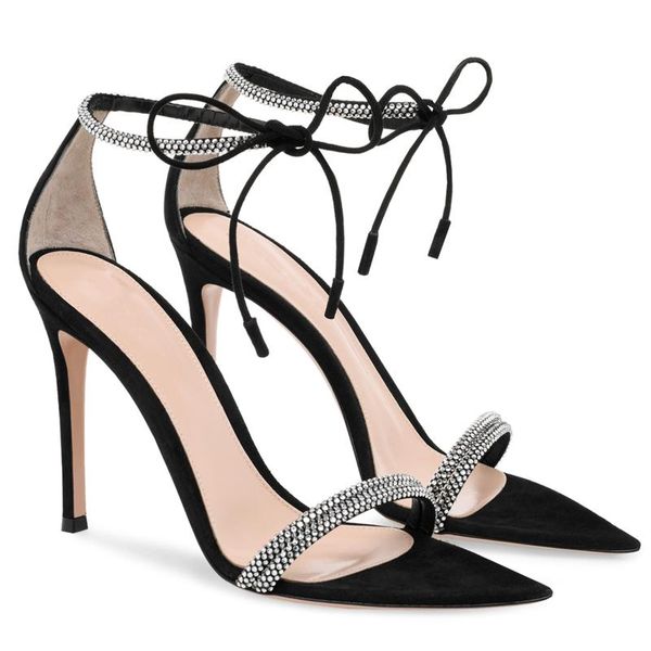 summer pointed toe stiletto sandals rhinestone straps one word with banquet dress large size women's shoes, Black
summer pointed toe stiletto sandals rhinestone straps one word with banquet dress large size women's shoes, Black