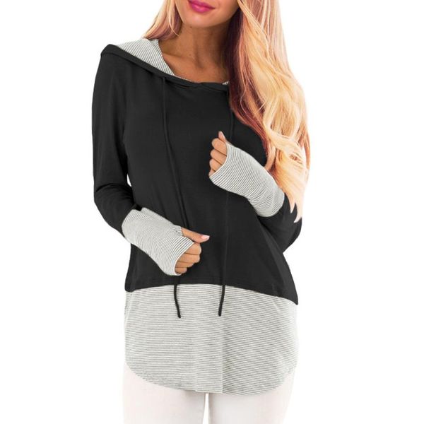 women's hoodies & sweatshirts women spring long sleeves hooded pullover patchwork striped loose 88, Black
women's hoodies & sweatshirts women spring long sleeves hooded pullover patchwork striped loose 88, Black