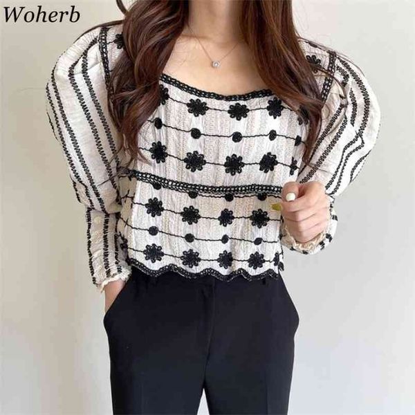 women's shirt summer korean square collar heavy crochet floral elegant blouse contrast color puff sleeve blusas 210519, White
women's shirt summer korean square collar heavy crochet floral elegant blouse contrast color puff sleeve blusas 210519, White