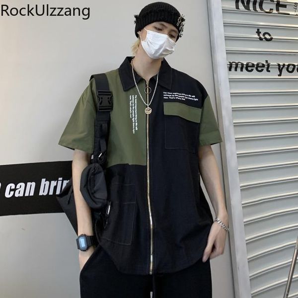 men's casual shirts short sleeve turndown neck zipper up patchwork colorblock shirt woman man streetwear harajuku fashion blouse cargo, White;black
men's casual shirts short sleeve turndown neck zipper up patchwork colorblock shirt woman man streetwear harajuku fashion blouse cargo, White;black