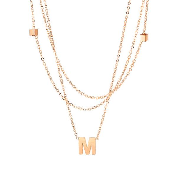 design sense of ins minority women's titanium steel necklace fashion multi layer letter m pendant necklaces, Silver
design sense of ins minority women's titanium steel necklace fashion multi layer letter m pendant necklaces, Silver