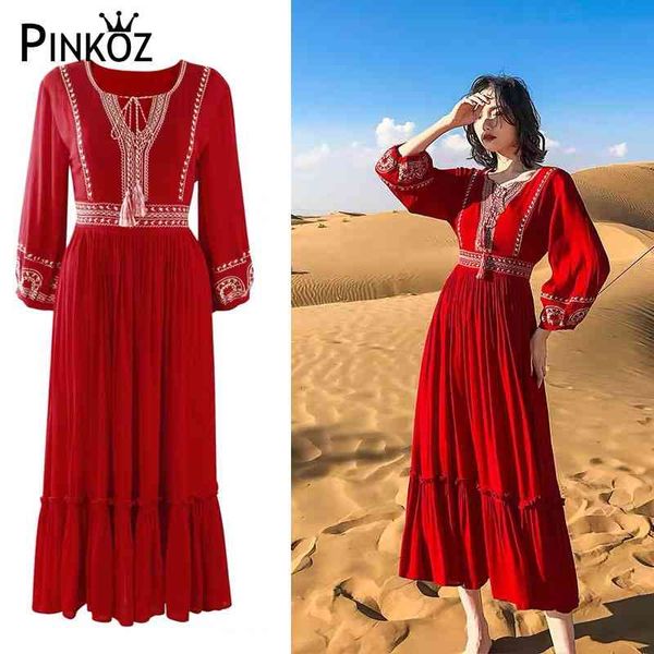 vintage bohemian summer embroidery red long dress party dinner es casual vestidos streetwear boho robe 210421, White
vintage bohemian summer embroidery red long dress party dinner es casual vestidos streetwear boho robe 210421, White