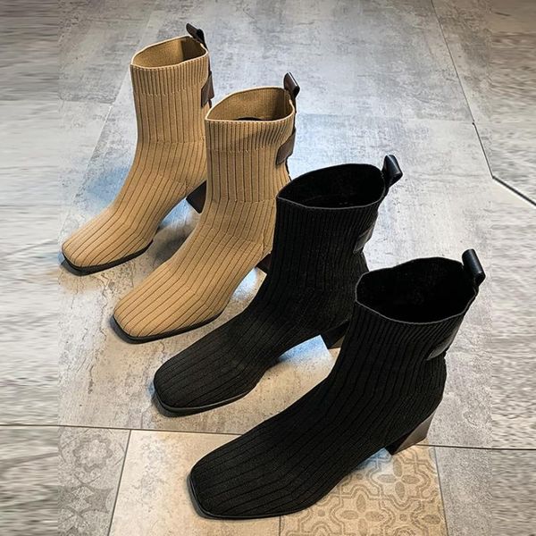 boots eoeodoit autumn square toe women shoes knit fabric high heels booties slip on calf cm, Black
boots eoeodoit autumn square toe women shoes knit fabric high heels booties slip on calf cm, Black