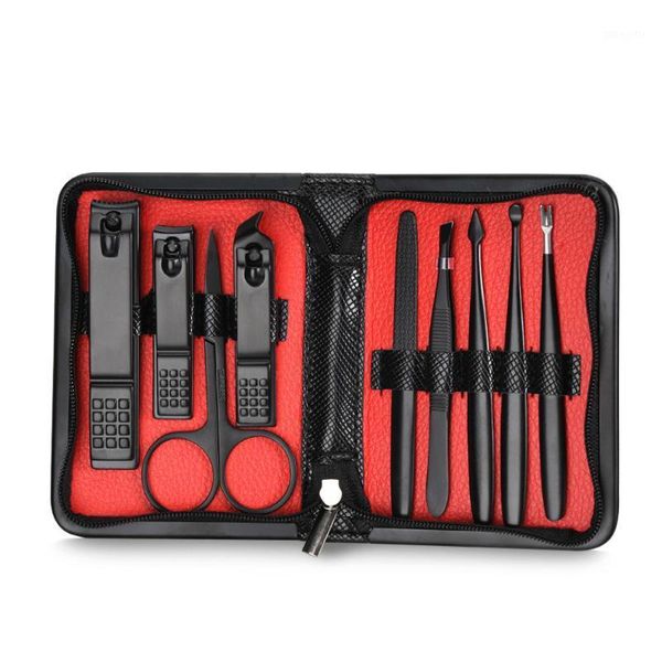 professional manicure kit 9 pcs stainless steel nail clippers set pedicure grooming travel tool for women art kits1