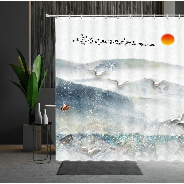 chinese-style scenery shower curtain landscape painting bird butterfly flowers waterproof marble stripe bath curtains with hooks
chinese-style scenery shower curtain landscape painting bird butterfly flowers waterproof marble stripe bath curtains with hooks