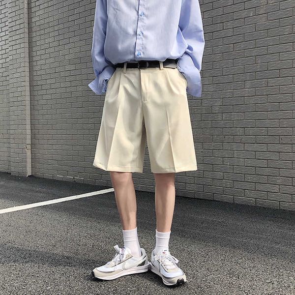 kpop men suit shorts beige black straight short pants summer knee length thin solid young clothing streetwear casual mens 210714, White;black
kpop men suit shorts beige black straight short pants summer knee length thin solid young clothing streetwear casual mens 210714, White;black