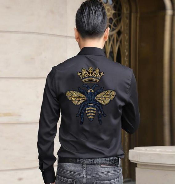 men's casual shirts rhinestones men long sleeve diamonds designer fashion mens shirt streetwear blouse, White;black
men's casual shirts rhinestones men long sleeve diamonds designer fashion mens shirt streetwear blouse, White;black