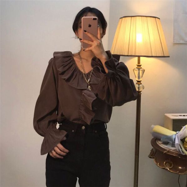 dress all-match elegance ruffles v-neck flare sleeves chic loose solid sweet casual female shirts, White
dress all-match elegance ruffles v-neck flare sleeves chic loose solid sweet casual female shirts, White