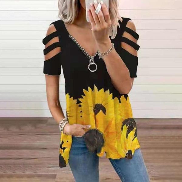 women's t-shirt womens v-neck collar zipper color hollow out short sleeve fold tshirt plus size women clothing tee shirt femme, White
women's t-shirt womens v-neck collar zipper color hollow out short sleeve fold tshirt plus size women clothing tee shirt femme, White