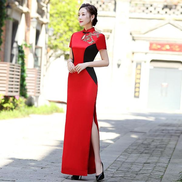 ethnic clothing bling sequins oversize cheongsam high split qipao mandarin collar evening party dress female satin chinese long vestido, Red
ethnic clothing bling sequins oversize cheongsam high split qipao mandarin collar evening party dress female satin chinese long vestido, Red