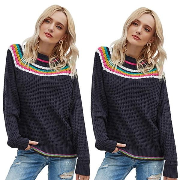 women's sweaters women chunky knitted sweater ethnic color block rainbow stripes pullover long sleeve round neck casual loose jumper, White;black
women's sweaters women chunky knitted sweater ethnic color block rainbow stripes pullover long sleeve round neck casual loose jumper, White;black