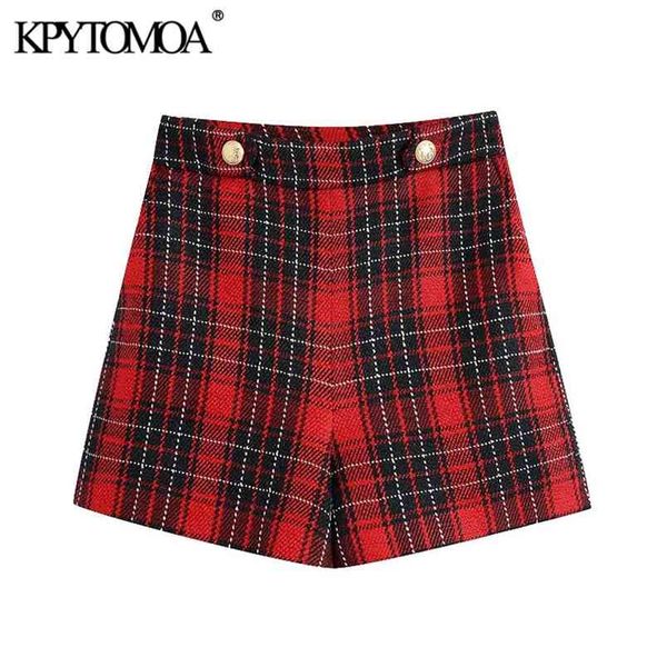 women chic fashion decorative metal buttons check shorts high waist back zipper female short pants mujer 210420, White;black
women chic fashion decorative metal buttons check shorts high waist back zipper female short pants mujer 210420, White;black