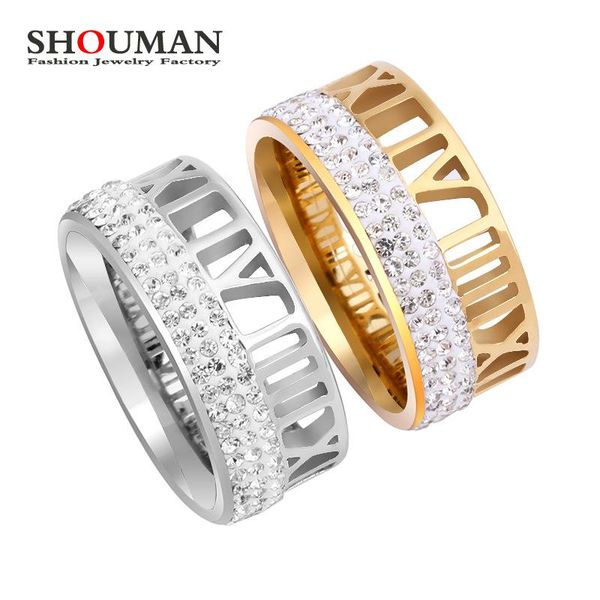 wedding rings shouman stianless steel hollow roman numerals zircon band charm for women's engagement jewelry gift, Slivery;golden
wedding rings shouman stianless steel hollow roman numerals zircon band charm for women's engagement jewelry gift, Slivery;golden