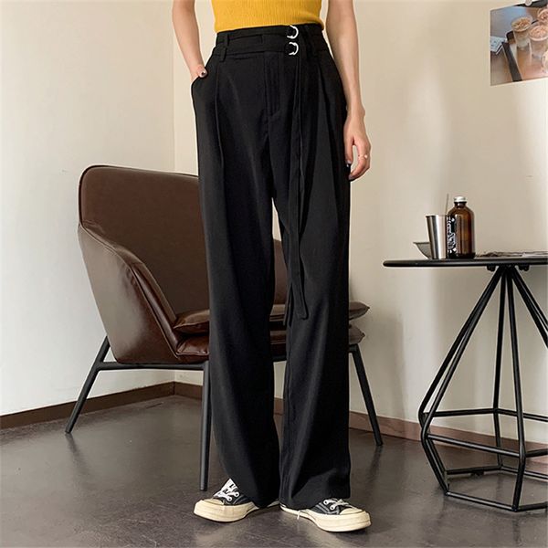 office lady wear bottoms high waist suit pants women loose casual long straight fashion work trousers 210421, Black;white
office lady wear bottoms high waist suit pants women loose casual long straight fashion work trousers 210421, Black;white
