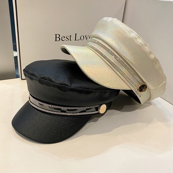 brand caps net red pu leather navy flat hat female spring and autumn british youth trend duck tongue hat beret, Blue;gray
brand caps net red pu leather navy flat hat female spring and autumn british youth trend duck tongue hat beret, Blue;gray