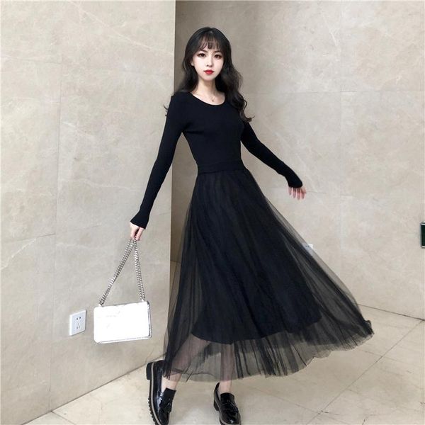casual dresses 2021 spring women knit mesh patchwork fashing dress woman's long sleeve elegant knitted a-line party vintage, Black;gray
casual dresses 2021 spring women knit mesh patchwork fashing dress woman's long sleeve elegant knitted a-line party vintage, Black;gray
