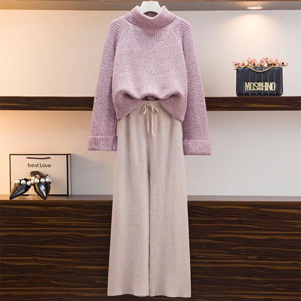 women's two piece pants vintage loose high neck long sleeve thick knit sweater knitted straight lace-up elastic casual solid color two-, White
women's two piece pants vintage loose high neck long sleeve thick knit sweater knitted straight lace-up elastic casual solid color two-, White